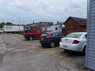 Parking is plentiful at the back of the building.